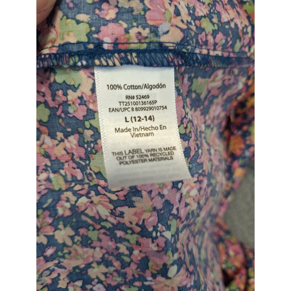 Time and Tru Mini Dress Womens Large Multicolor Floral Flutter Sleeve Pockets - Picture 8 of 10